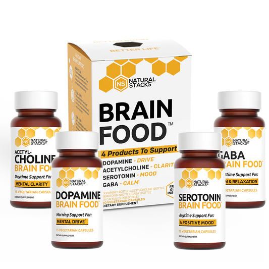 Natural Stacks, Brain Food™, 4 Bottles, 15 Vegetarian Capsules Per Bottle