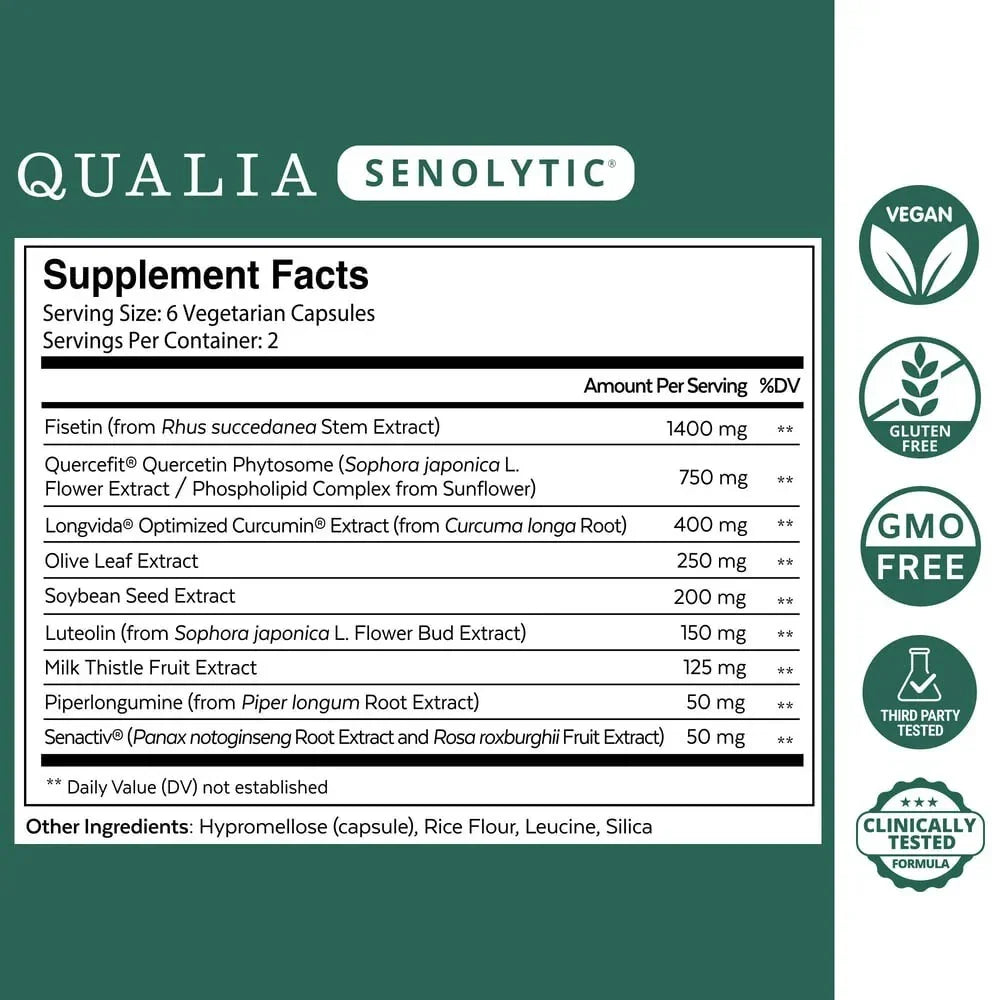 Qualia Life Sciences Senolytic, 2-Pack (2-Month Supply) | Fisetin & Quercetin Longevity & Anti-Aging Supplements Qualia Life Sciences