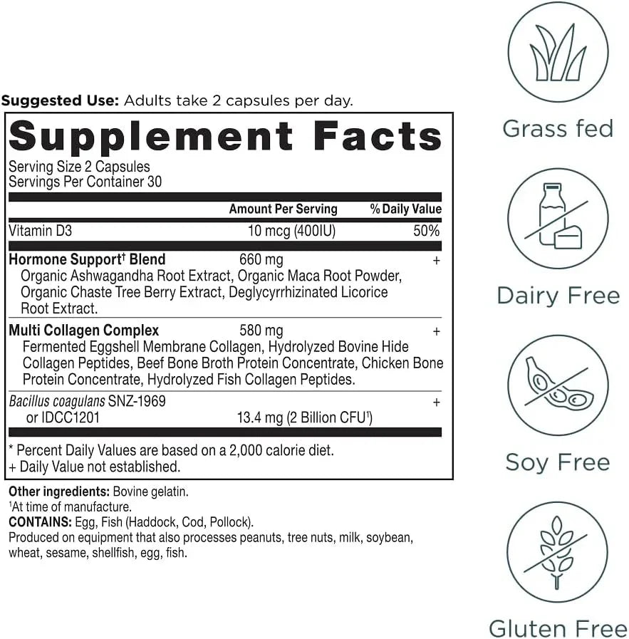 Ancient Nutrition Hormone Balance + Collagen | Energy & Balanced Hormones for Women | 2-Pack (120 Capsules) | Peaceful Pleasures Peaceful Pleasures Health and Wellness