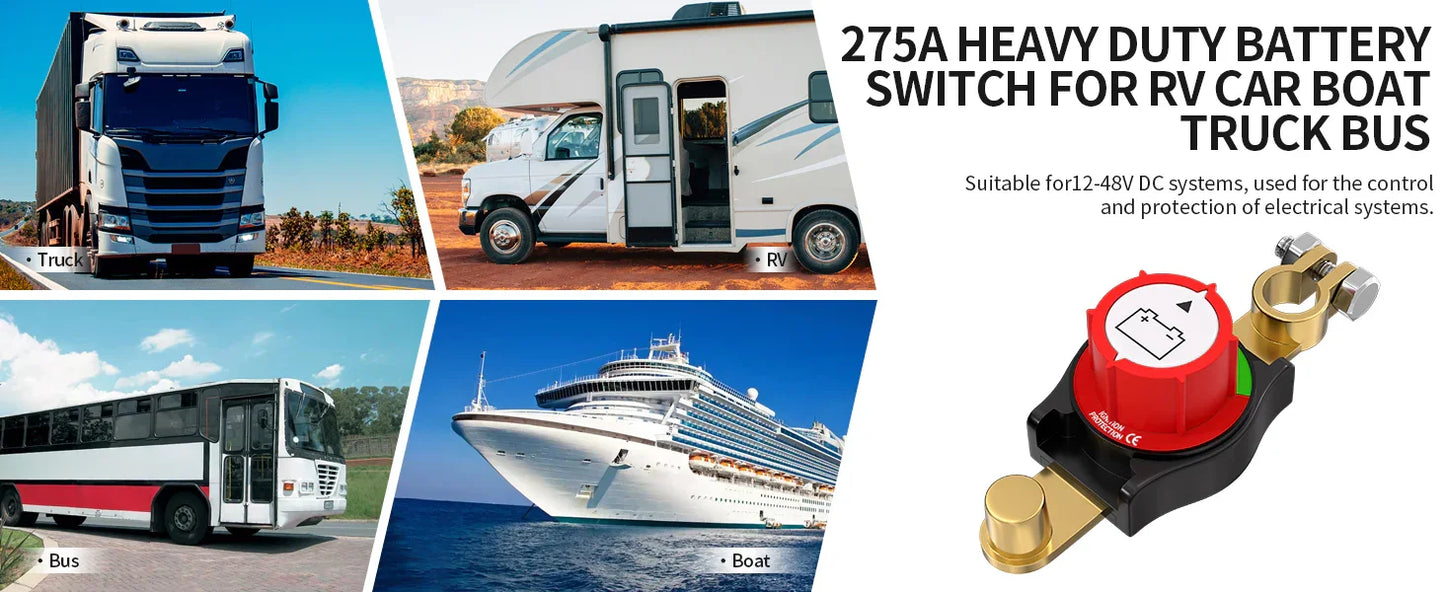 Battery Disconnect Switch 275A | 12-48V On/Off Peaceful Pleasures Health and Wellness