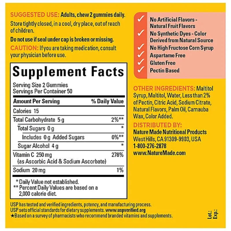 Nature Made Zero Sugar C Gummies - 100 Count Nature Made Zero Sugar C Gummies - 100 Count