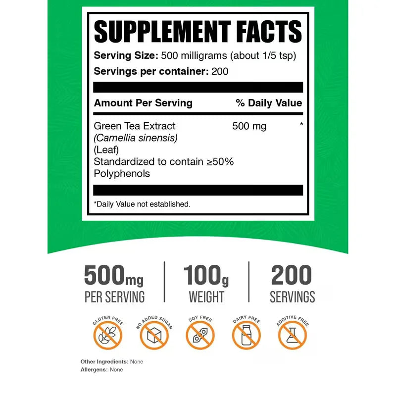 BulkSupplements Green Tea Extract (50% Polyphenols) Powder Peaceful Pleasures