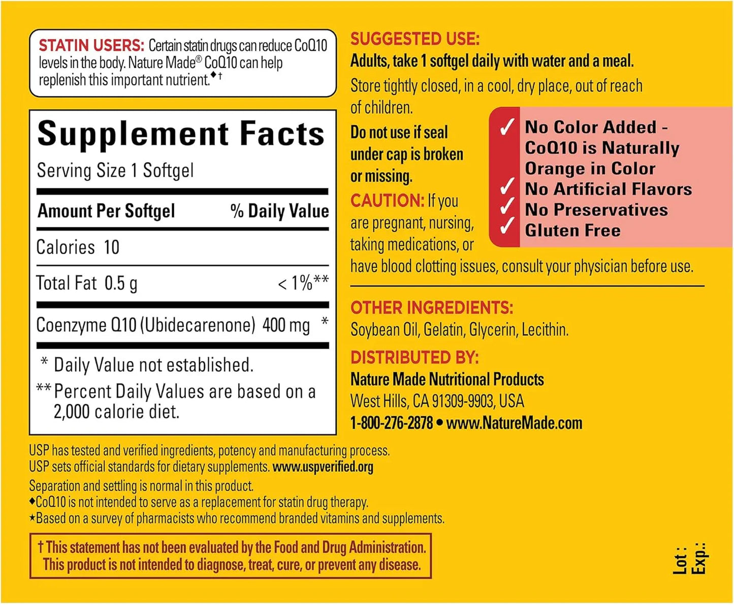 Nature Made CoQ10 400mg Unflavored 40 Soft-gels Peaceful Pleasures Health and Wellness
