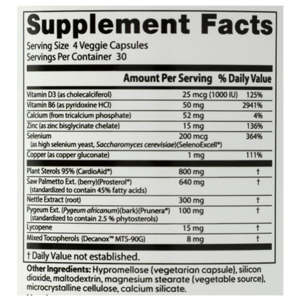 Supplement facts label with detailed nutritional information on a white background