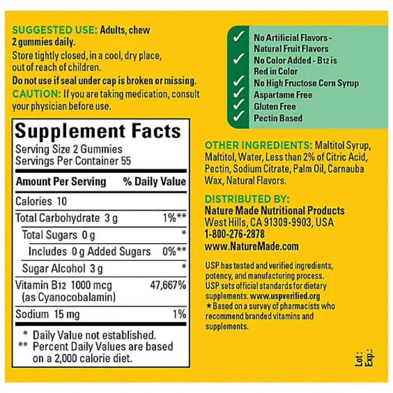 Nature Made Zero Sugar B12 Gummies - 110 Count Nature Made Zero Sugar B12 Gummies - 110 Count