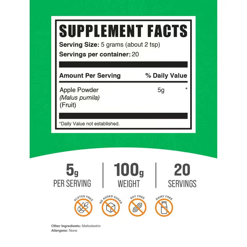 BulkSupplements Apple Powder | Pure Superfood Supplement Peaceful Pleasures