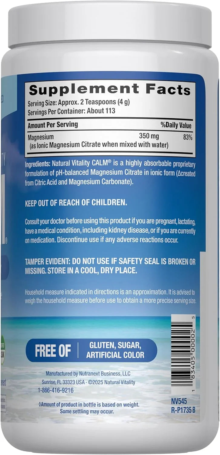 Natural Vitality Calm Original Unflavored 16 oz 2Pack! 32 oz Total Peaceful Pleasures Health and Wellness