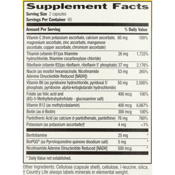 Supplement facts label with detailed nutritional information on a white background