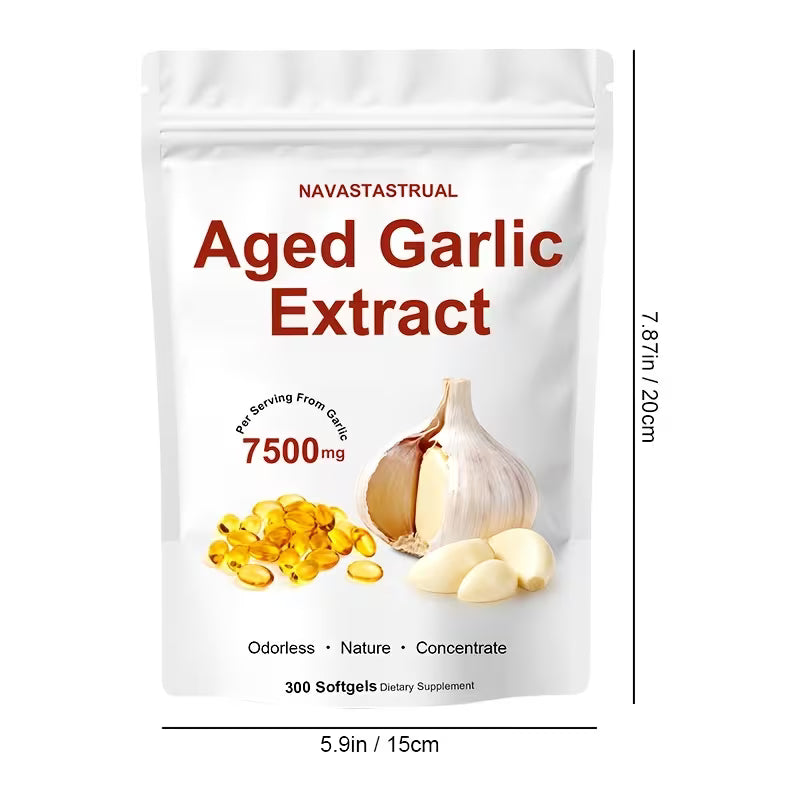 High Potency Aged Garlic Softgels – 300 Count, 7,500mg Peaceful Pleasures