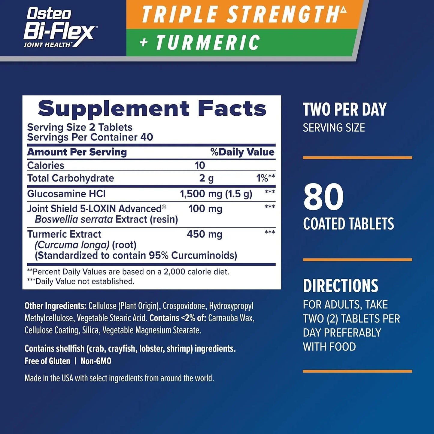 Osteo Bi-Flex Triple Strength + Turmeric - 80 Count (2-Pack) Osteo Bi-Flex