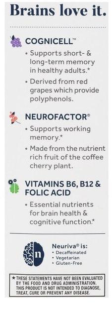 Schiff Neuriva Memory 3D, 30 Capsules (2-Pack) | 60 Capsules Total Brain & Cognitive Supplements Schiff