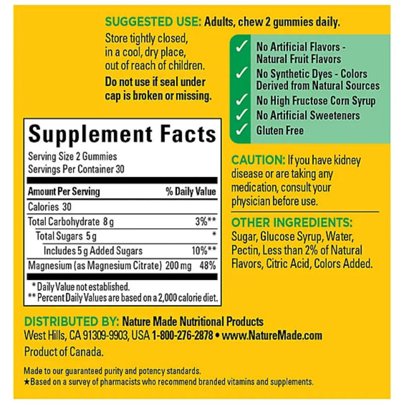 Supplement label with facts and instructions on a yellow background