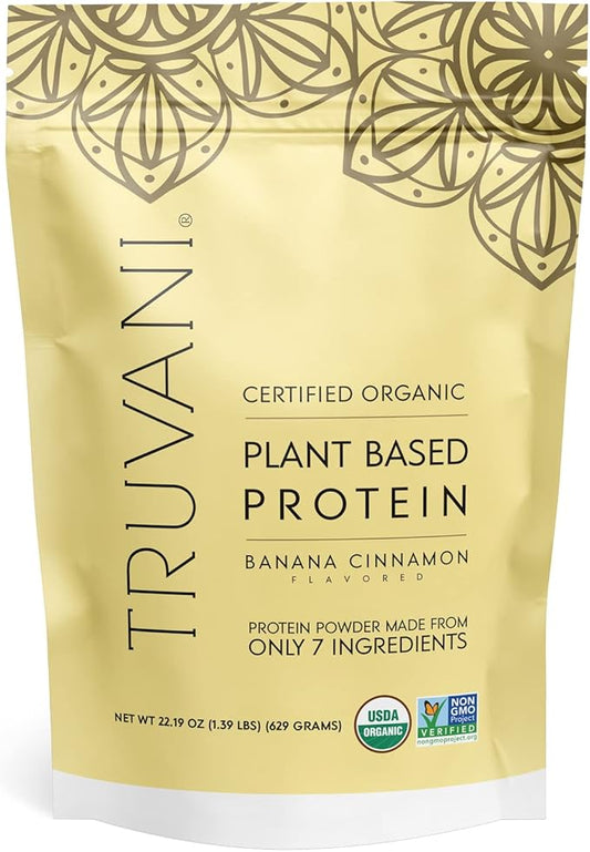 Truvani Vegan Pea Protein Powder | Banana Cinnamon | 20g Organic Plant Based Protein | 20 Servings 22.19 Oz 1.39 lbs