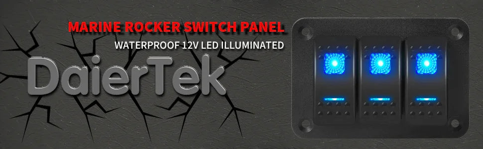 DaierTek 3-Gang Marine Rocker Switch Panel – 12V/24V Waterproof Peaceful Pleasures Health and Wellness