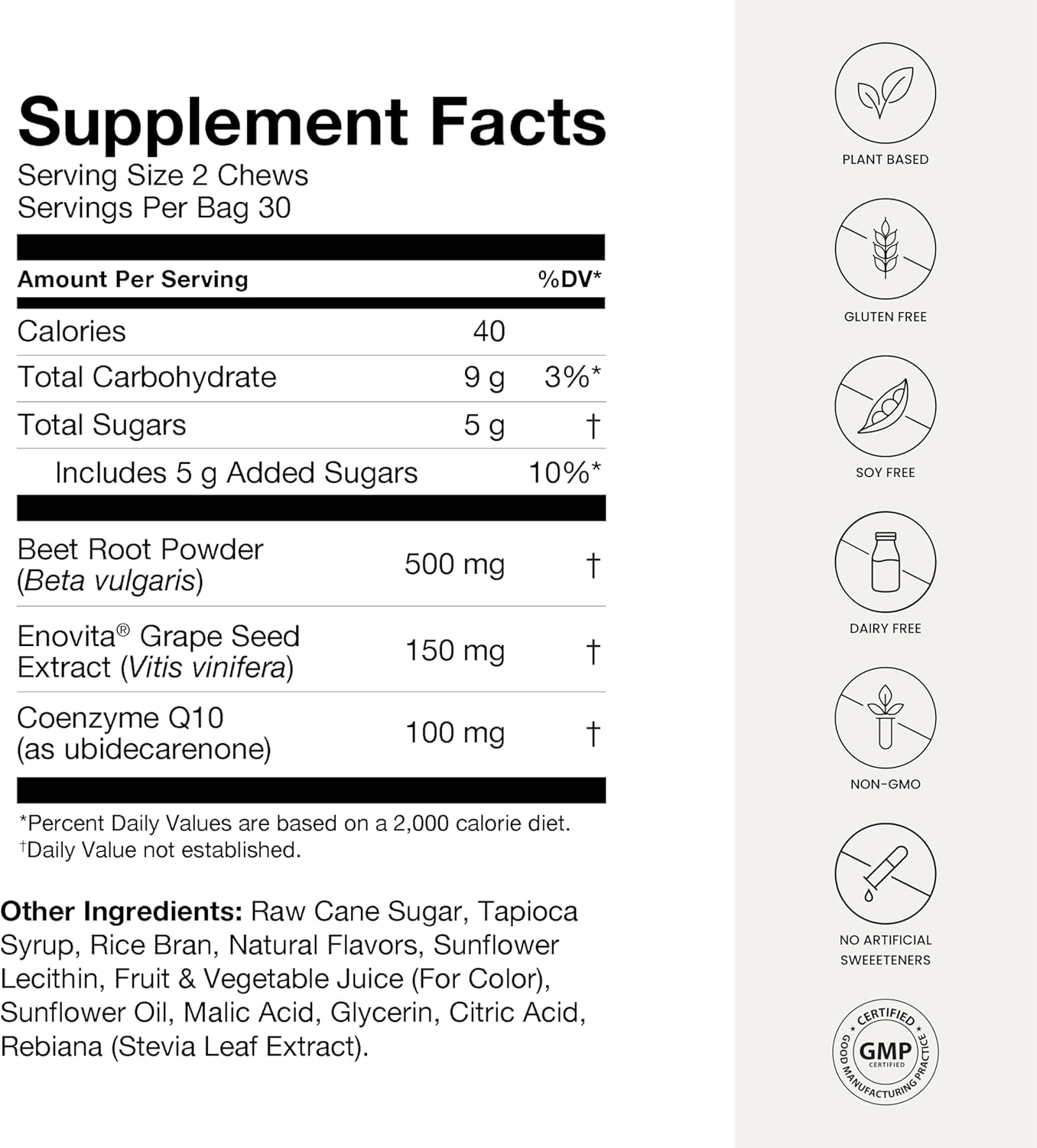 humanN SuperBeets Heart Chews Advanced - 3-in-1 Formula with Beetroot, Grape Seed Extract, & CoQ10, 60 Count