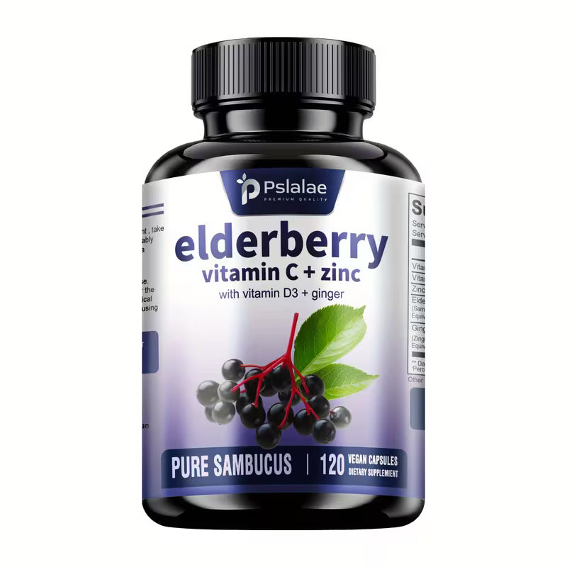 Elderberry with Vitamin C, D3, Ginger Root – 120ct Peaceful Pleasures