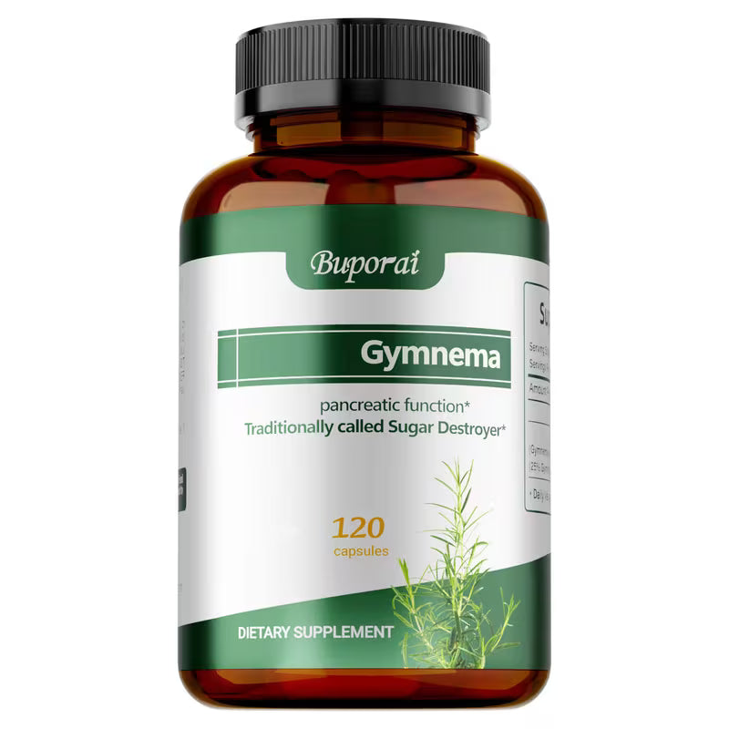 Buporai Gymnema dietary supplement bottle on a white background