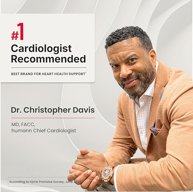 humanN SuperBeets Heart Chews Advanced - 3-in-1 Formula with Beetroot, Grape Seed Extract, & CoQ10, 60 Count