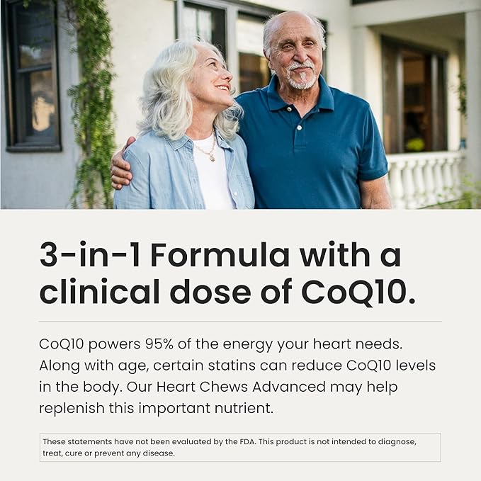 humanN SuperBeets Heart Chews Advanced - 3-in-1 Formula with Beetroot, Grape Seed Extract, & CoQ10, 60 Count