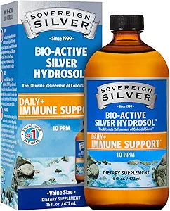 Sovereign Silver Bio-Active Hydrosol 10 PPM 16 fluid oz 473 ml Daily+ Immune Support