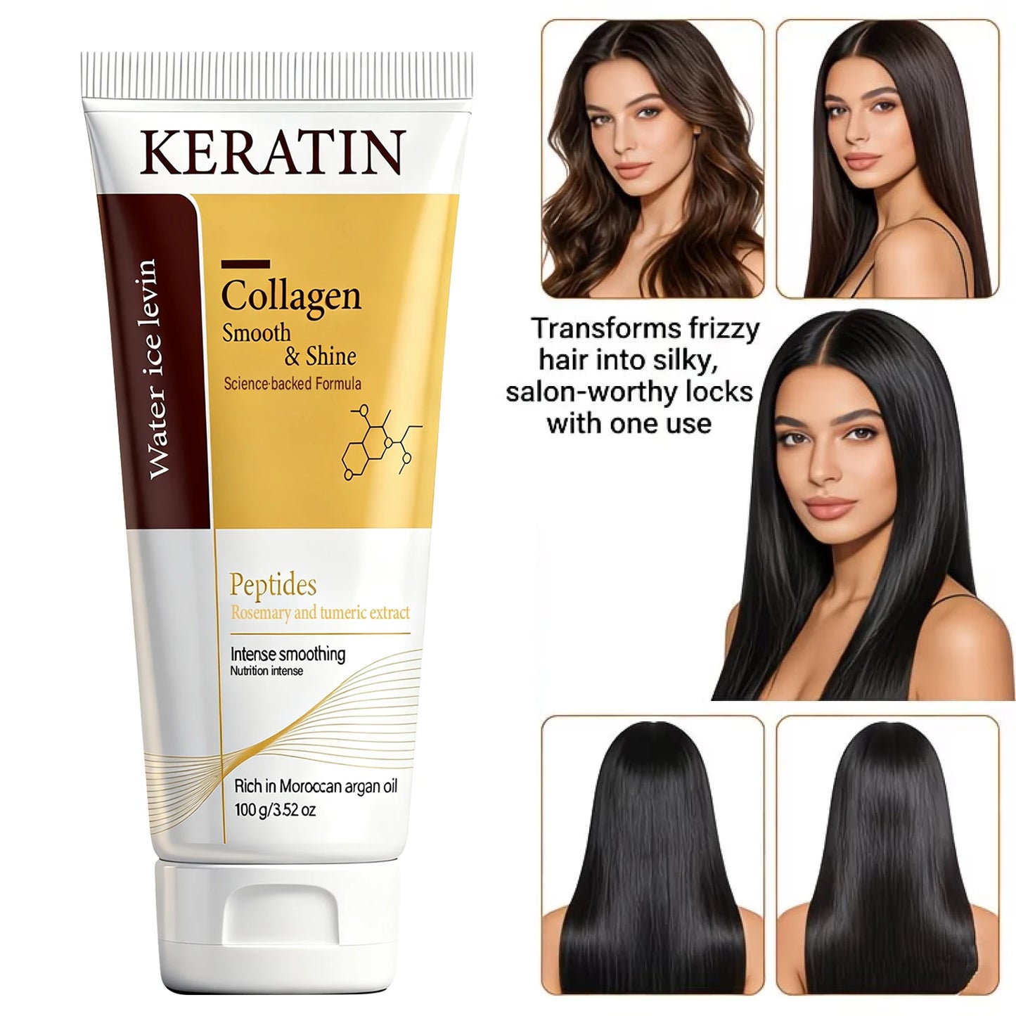Collagen Hair Mask with Keratin & Peptides | Smoothing 100g Collagen Hair Mask Peaceful Pleasures Health and Wellness