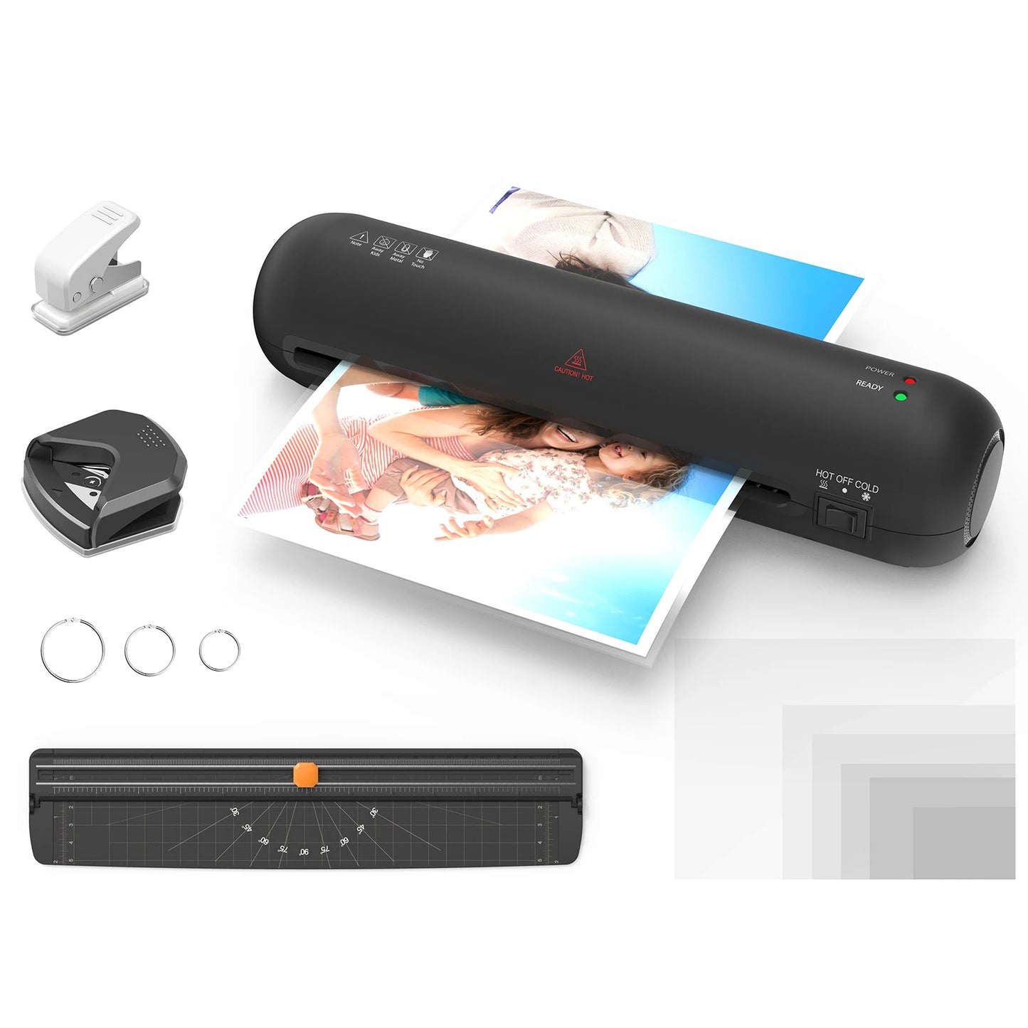 Bisofice A4 Laminator Set | Hot Cold, Paper Cutter & Puncher