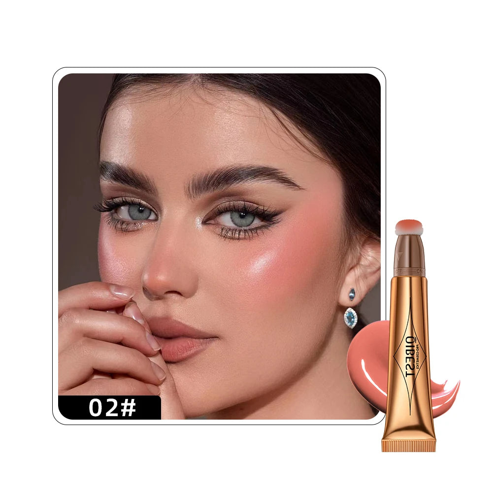 QIBEST Pink Peach Liquid Blush Velvet Matte Blusher Face Pigment Stick Lasting Natural Cream Cheek Tint Blush Makeup Contouring Peaceful Pleasures Health and Wellness 02 Liquid Blush