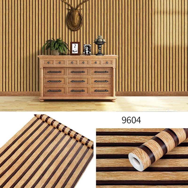 Wood Grain Peel & Stick Wallpaper – Waterproof PVC Wall Sticker 45cm