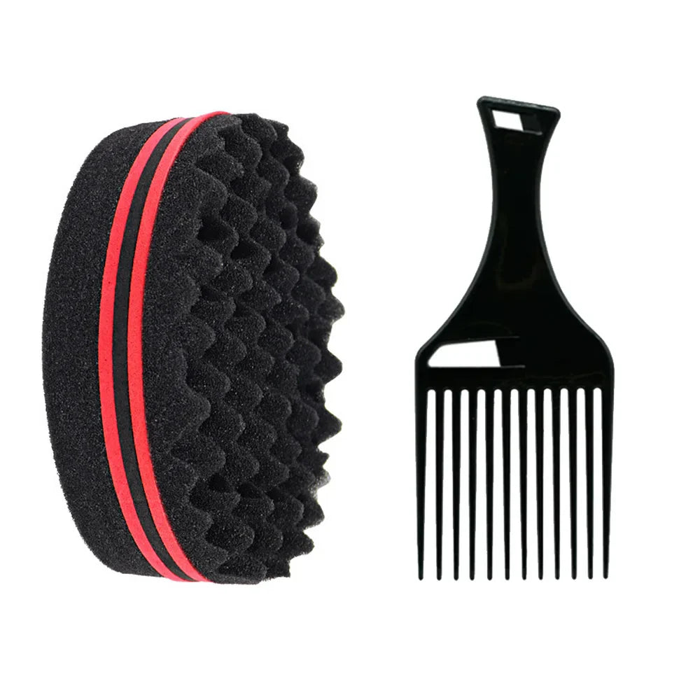 Double-Sided Twist Hair Sponge Brush – Afro Curl Styling