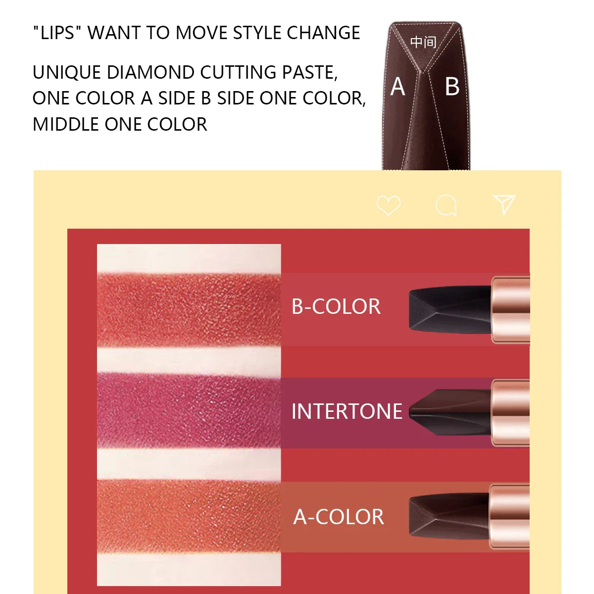O'Cheal Tri-Color Satin Lipstick – Waterproof Long-Lasting Tint