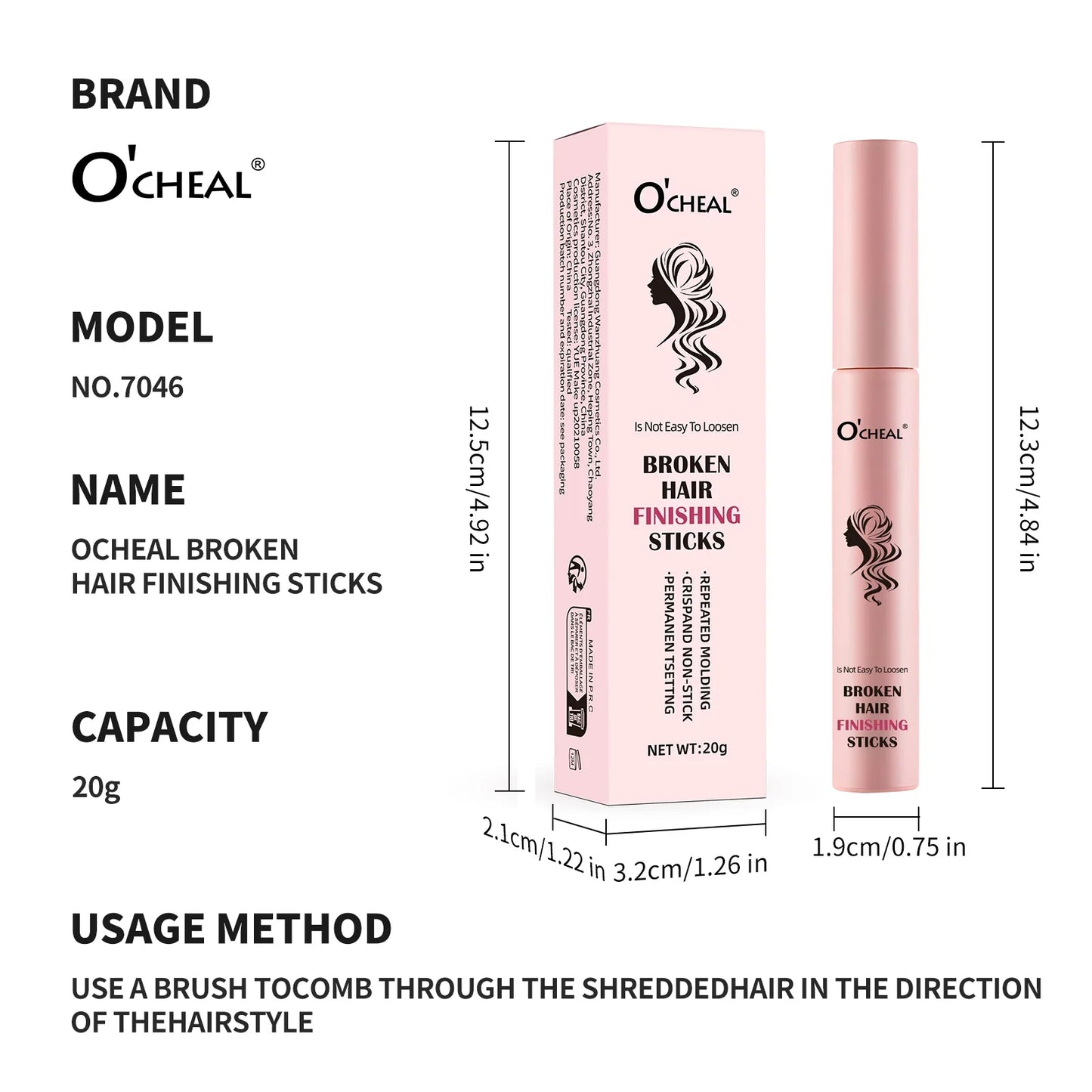 O'CHEAL Anti-Frizz Hair Wax Stick – Portable Styling Cream