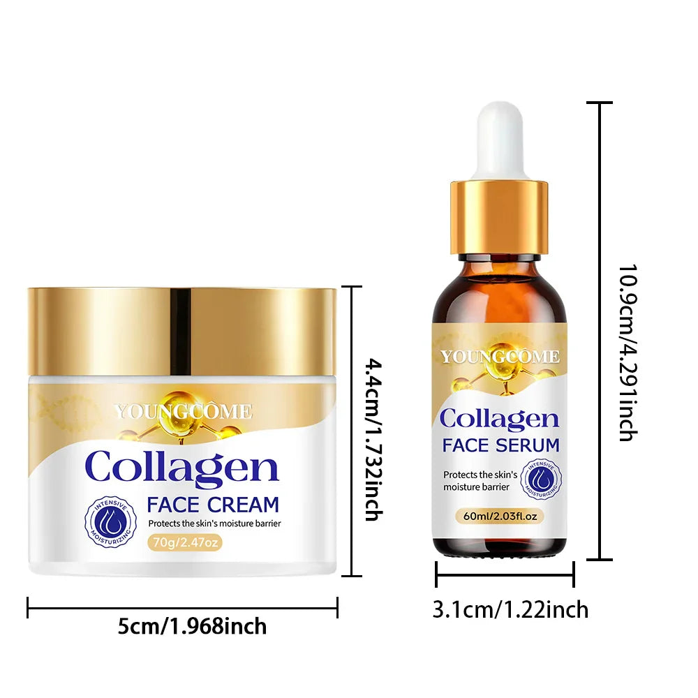 YOUNGCOME Collagen Cream & Serum Set – Vitamin E Moisturizing