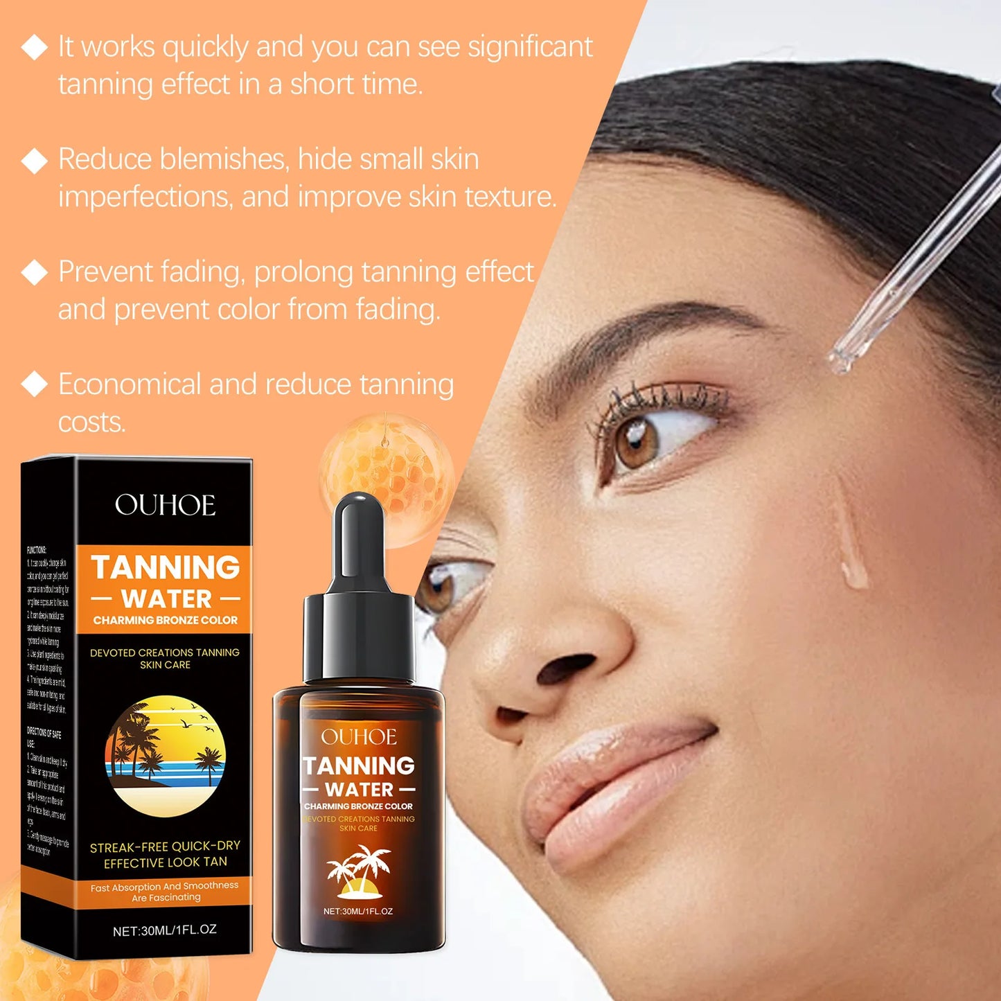 Bronzing Drops Self Tanner Serum | Sunless Tanning, 30ml