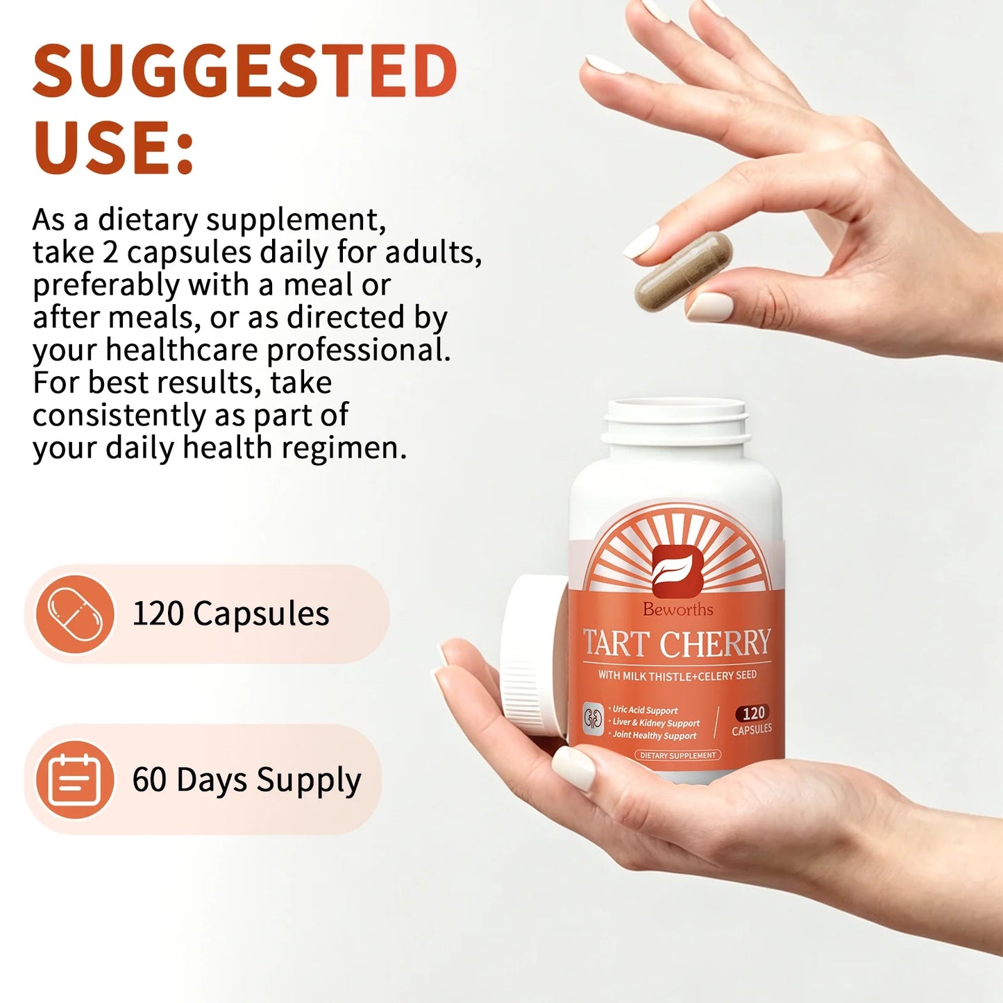 Beworths Tart Cherry Extract – Uric Acid & Joint Support 120ct