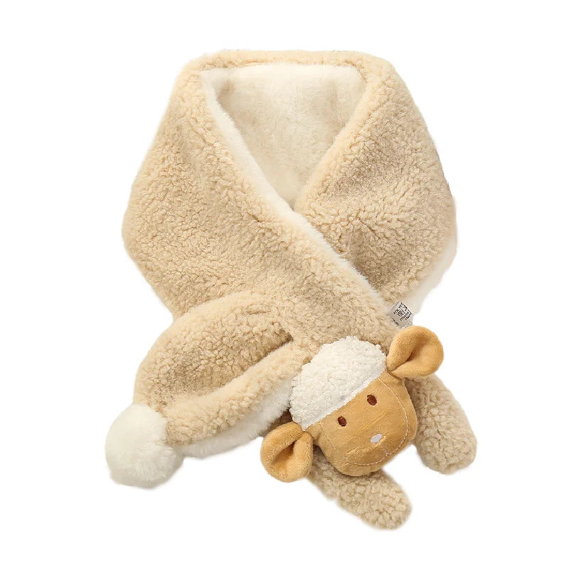 Winter Warm Plush Baby Scarf Cute Caroon Bears Boy Girl Scarves Newborn Toddler Faux Fur Children Cross Neckerchief Peaceful Pleasures Health and Wellness