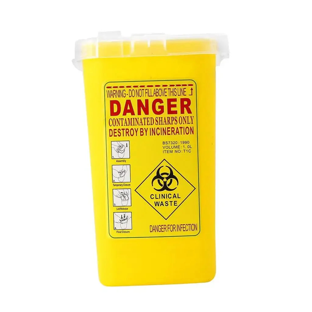 1 Litre Red Sharps Container – Puncture Resistant Needle Bin