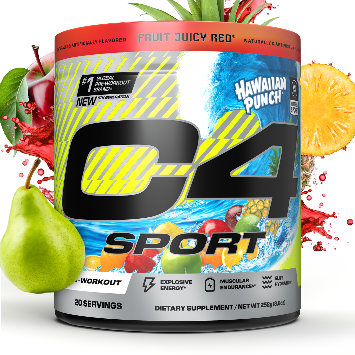 2 Pack! TWO C4 Sport Pre-Workout Powder, Hawaiian Punch® Fruit Juicy Red®, 20 Servings