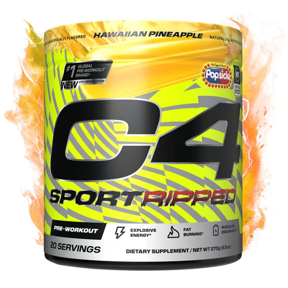 2 Pack! TWO C4 Sport Ripped Pre-Workout Powder, Popsicle® Hawaiian Pineapple, 20 Servings