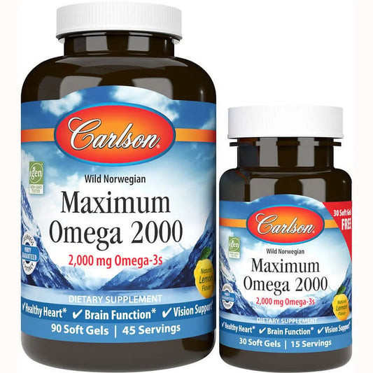 Carlson Maximum Omega 2000 - Lemon 2,000 mg 90 + 30 free gels