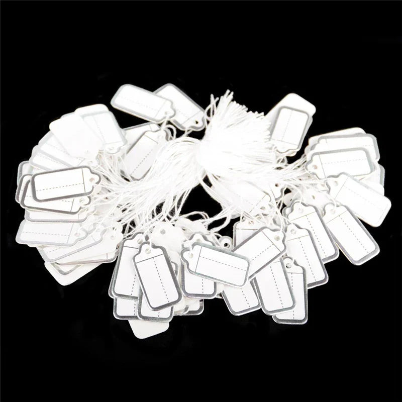 100 Pre-Strung Blank Swing Price Tags | Jewelry Hangtags