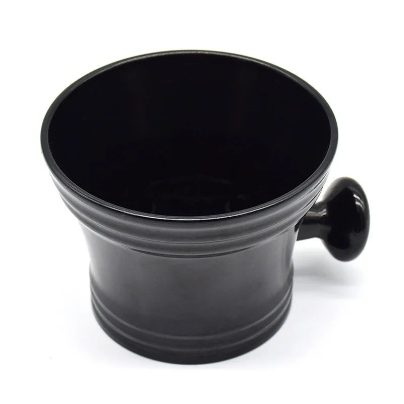 Mens Shaving Soap Bowl Barber Beard Cleaning Tools Cup Durable Handle Soap Mug Bowl Home Salon Barbershop Shaving Appliance Peaceful Pleasures Health and Wellness black