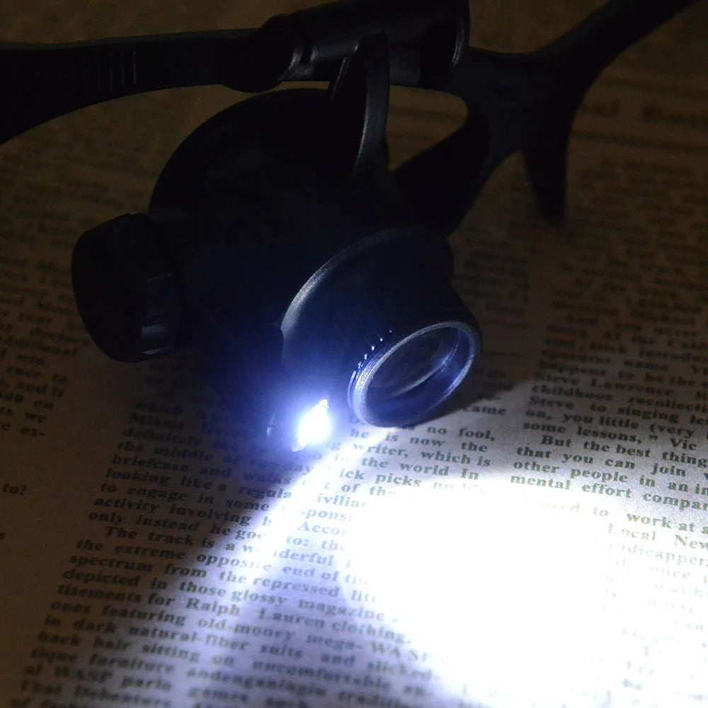 Headband Magnifying Glasses 10X 15X 20X 25X Loupe with Led Monocular Eye Mask Magnifying Glass Replaceable Lens Peaceful Pleasures Health and Wellness