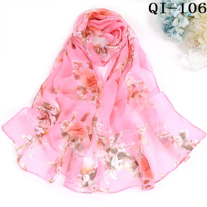 Multiple Lotus Leaf Flower Chiffon Georgette Bandana Scarf Women