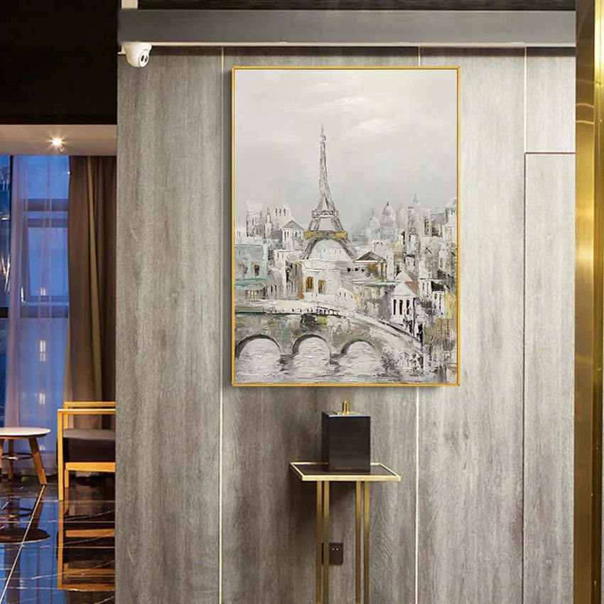 Eiffel Tower Handmade Canvas Frameless Oil Painting Home Decor Abstract Art Poster For Bedroom Living Room Hotel Restaurant KTV Peaceful Pleasures Health and Wellness