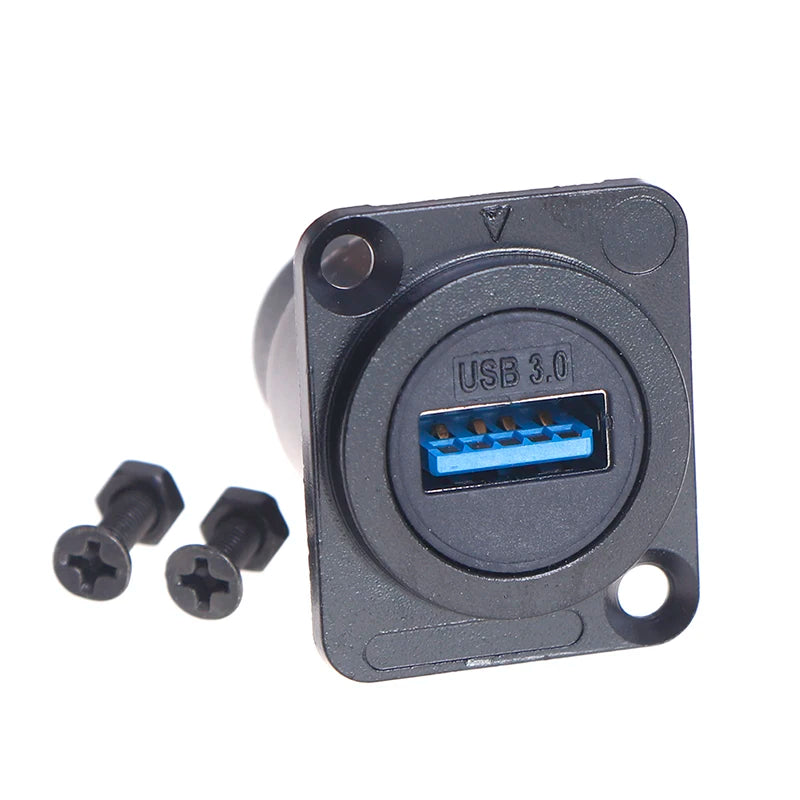 D-Type USB 3.0 Panel Mount Double Pass Metal Connector