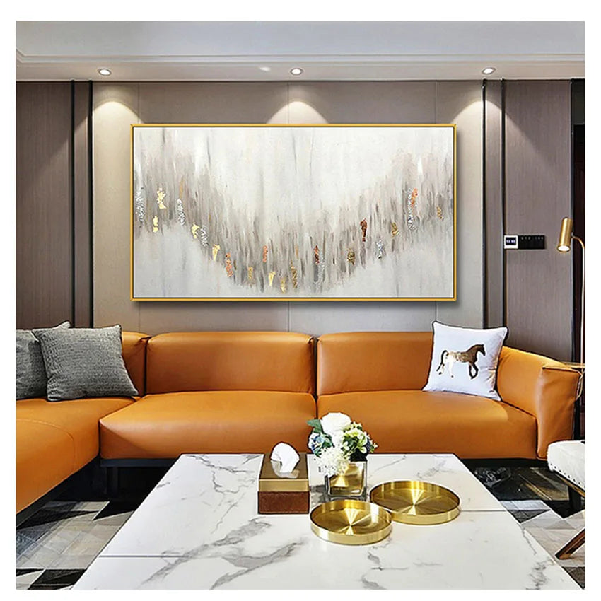 Abstract Frameless Horizontal Version Home Decoration Mural Handmade Canvas Oil Painting Living Room Sofa Background Wall Poster Peaceful Pleasures Health and Wellness