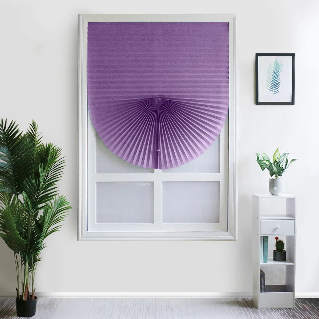 Pleated Window Shade Adhesive Blinds Light Blocking Fabric Shade Half blackout For Window Door Zebra Roman Curtain Temporary Peaceful Pleasures Health and Wellness Blinds Purple 90W x 150cm L