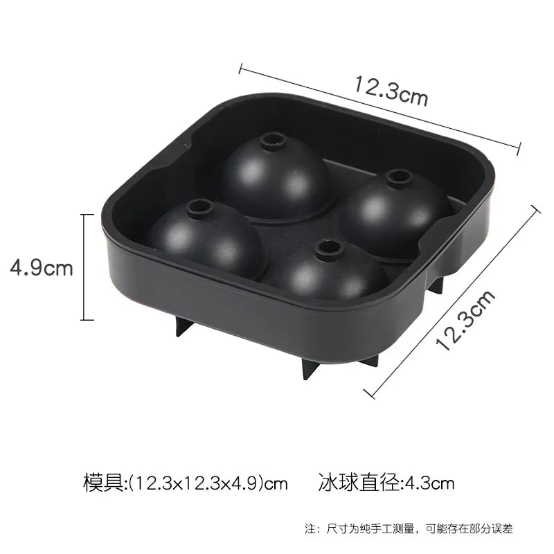 Silicone Ice Ball Maker Tray – 4 Round Molds for Whiskey & Cocktails