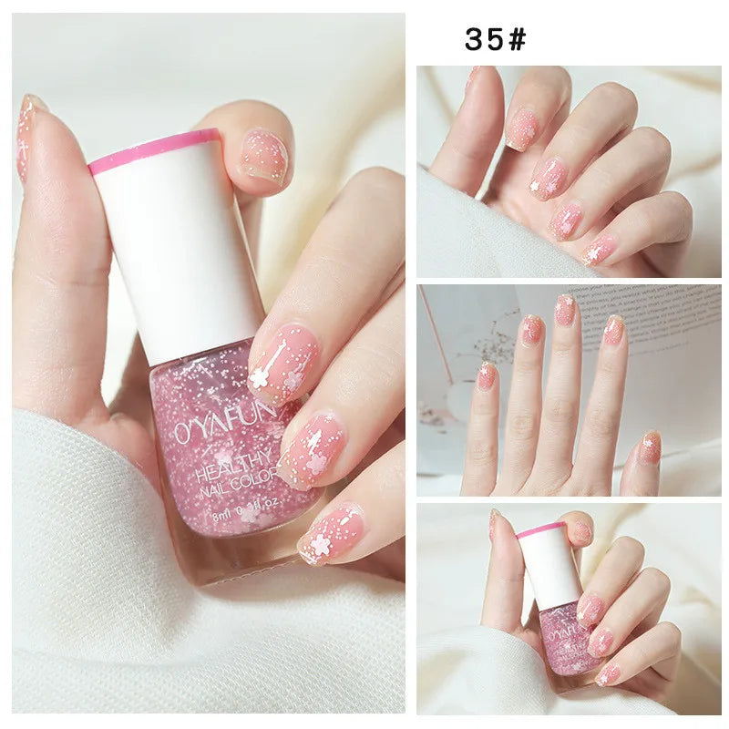 Quick-Dry Tearable Nail Polish | Glitter Matte Waterproof 40 Colors
