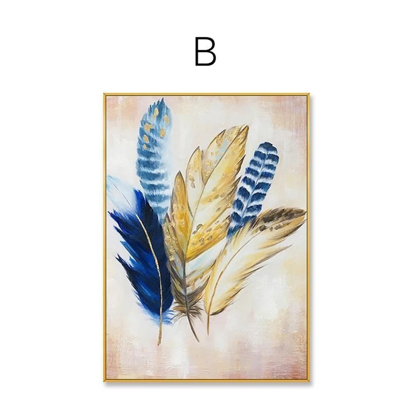 Hand Drawn Canvas Oil Painting Sofa Background Wall Decor Art Custom Abstract Leaf Frameless Mural Living Room Hanging Picture Peaceful Pleasures Health and Wellness No frame 2 50cmx70cm